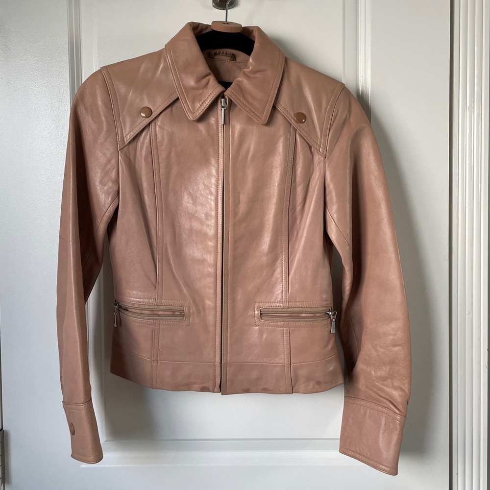 Kenneth Cole Camel Genuine Leather Jacket